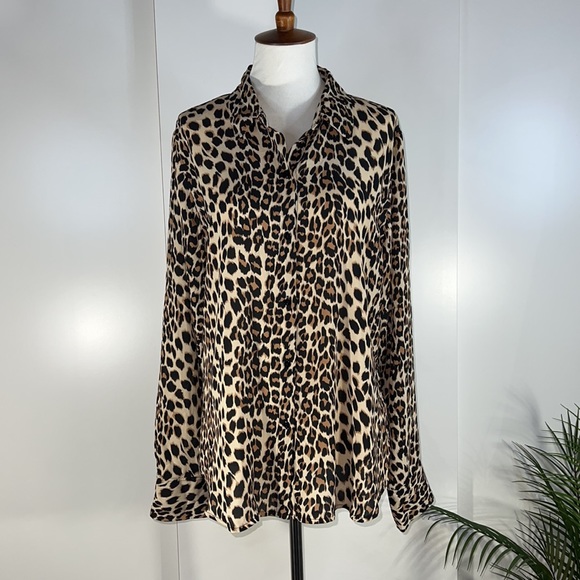 CYNTHIA ROWLEY leopard button down shirt - Picture 2 of 11